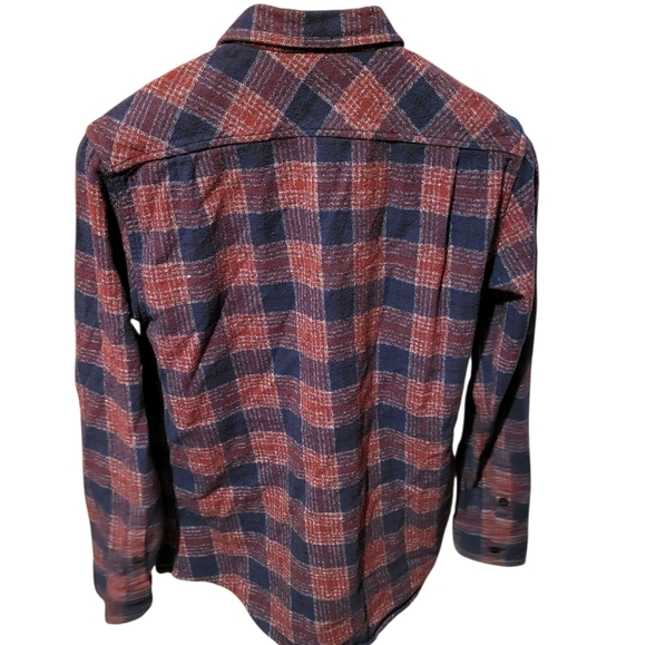 RVCA Plaid Flannel Men’s‎ Medium Red/ Navy Button Down Pockets - Picture 2 of 5